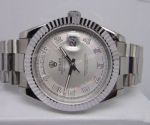 Replica Rolex Daydate II Stainless Steel Case Silver Arabic Watch 41mm 